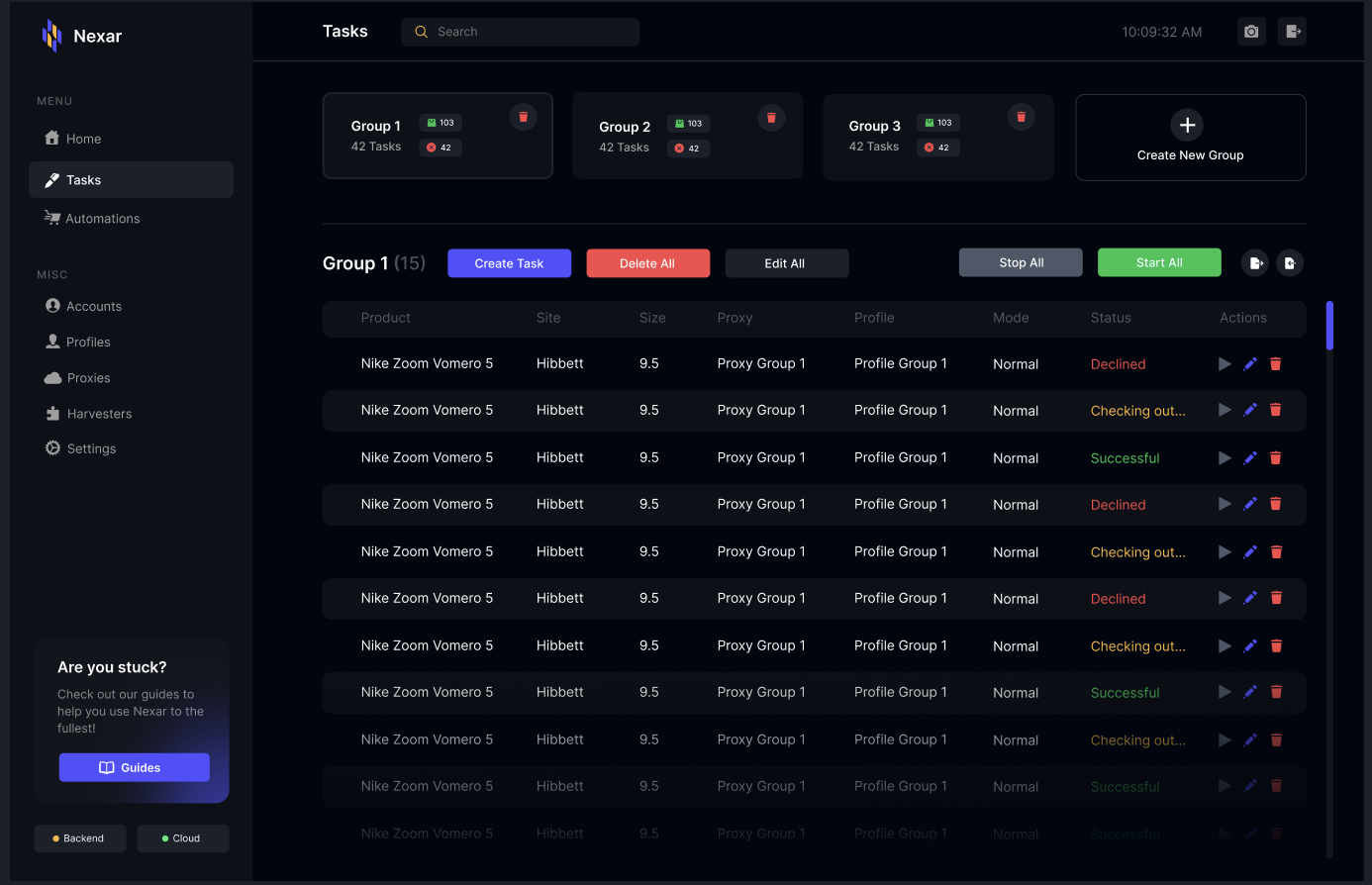 Nexar Tasks Interface